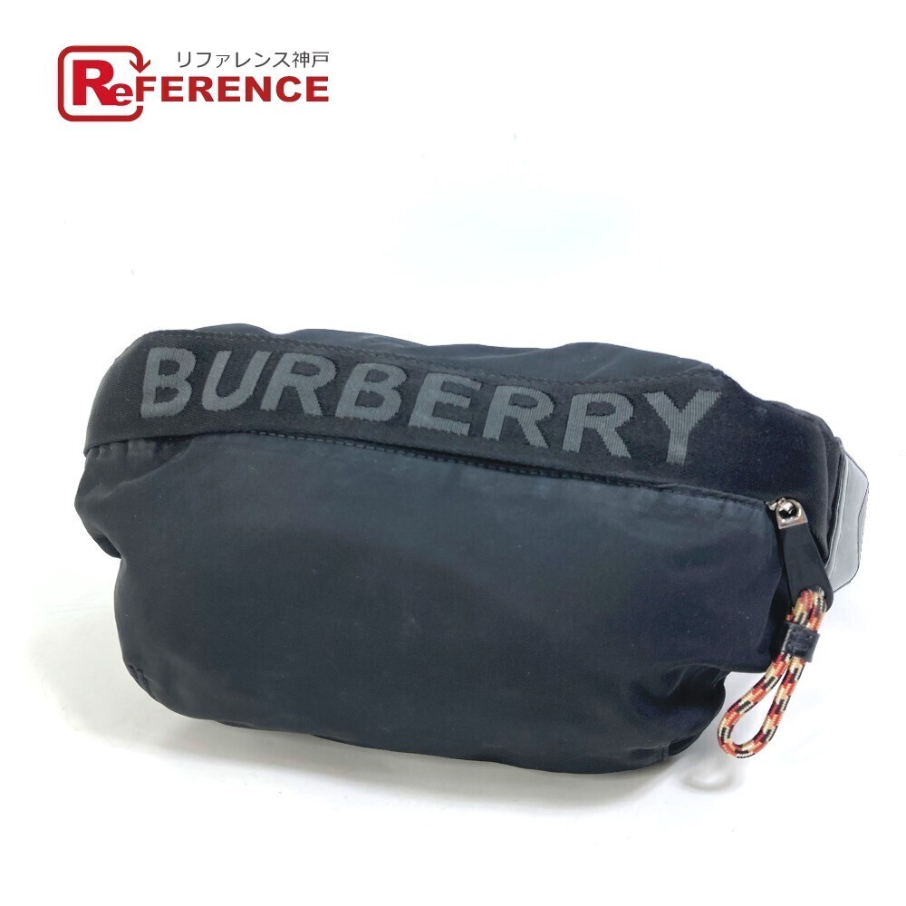 Burberry Shoulder Bag Waist Belt Pouch Logo Nylon Black